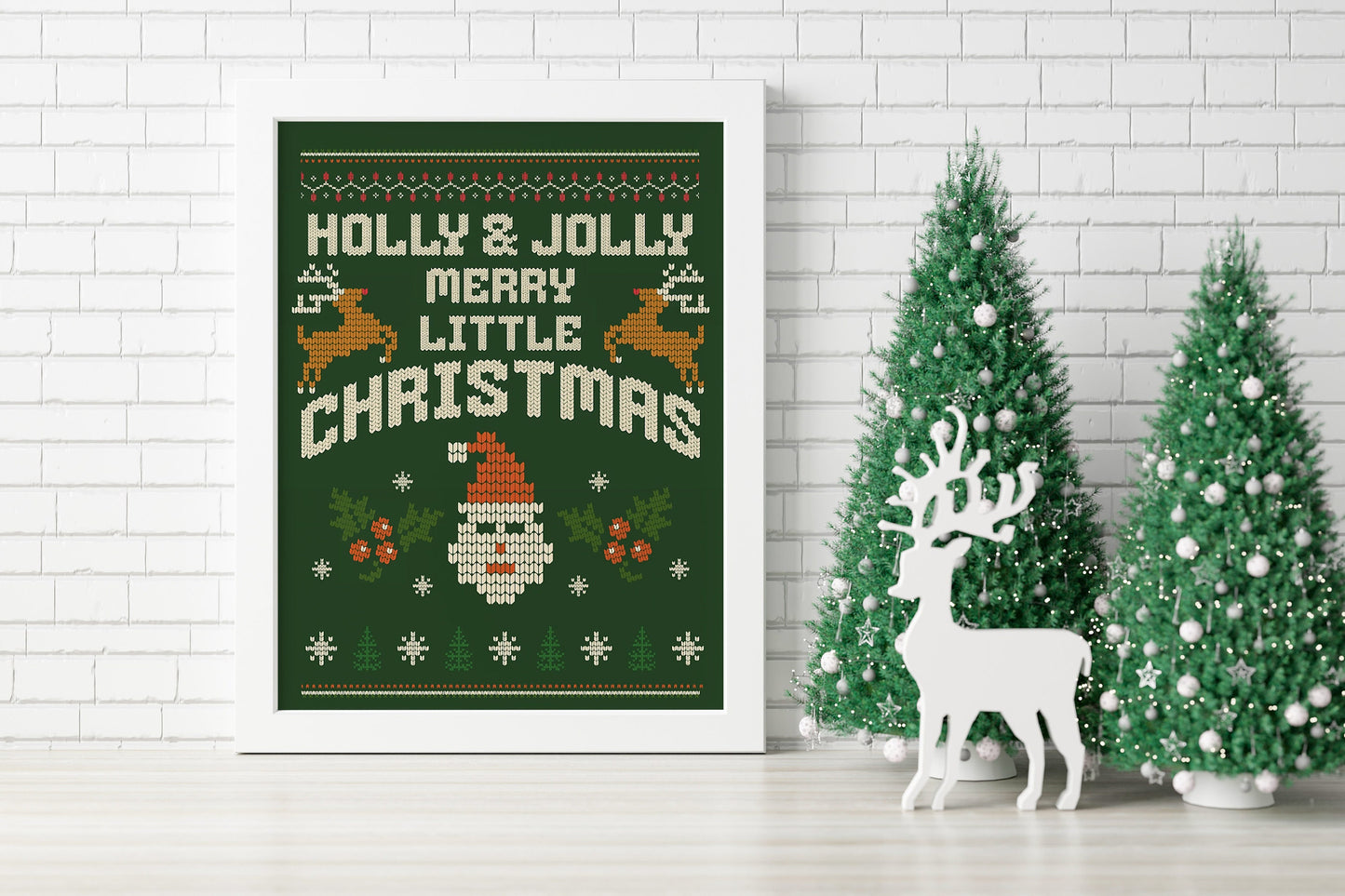 Holly And Jolly Merry Little Christmas Art Print, Christmas Wall Decor