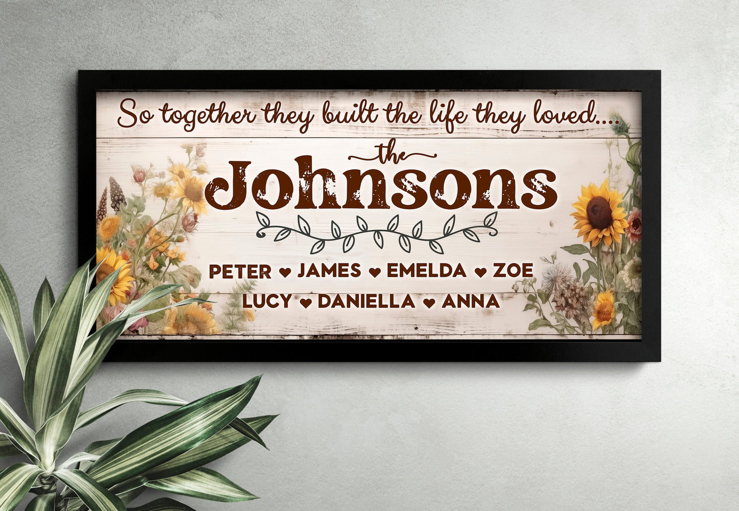 Together they built a life, Custom Family kids Canvas , Personalized Canvas Family, Kids Names Canvas,  New Home Gift, family decor