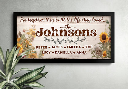 Together they built a life, Custom Family kids Canvas , Personalized Canvas Family, Kids Names Canvas,  New Home Gift, family decor
