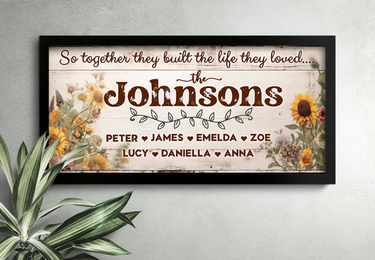 Together they built a life, Custom Family kids Canvas , Personalized Canvas Family, Kids Names Canvas,  New Home Gift, family decor
