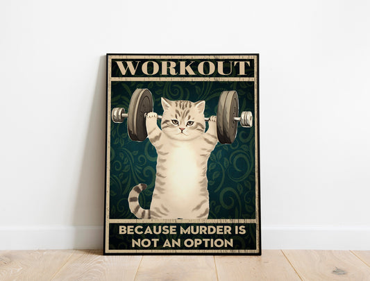 Funny Workout Cat Print, Funny Wall Art, Decor, Wall Art, Funny Cat, Cat Lovers, Gym, Gym Wall Decor