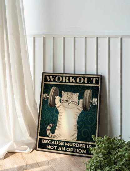 Funny Workout Cat Print, Funny Wall Art, Decor, Wall Art, Funny Cat, Cat Lovers, Gym, Gym Wall Decor