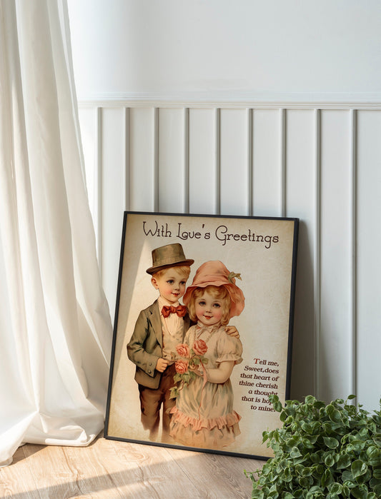 Vintage Children Valentine’s Day Boho Art Print
