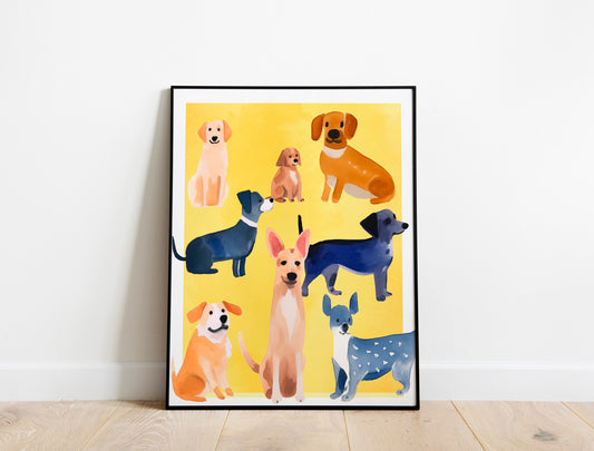 Nursery Painting Dog Art Print Colorful Dog Print Baby Shower Gift Kids Room Dog Decor Dog Nursery Decor Bedroom and Living Room Wall Decor