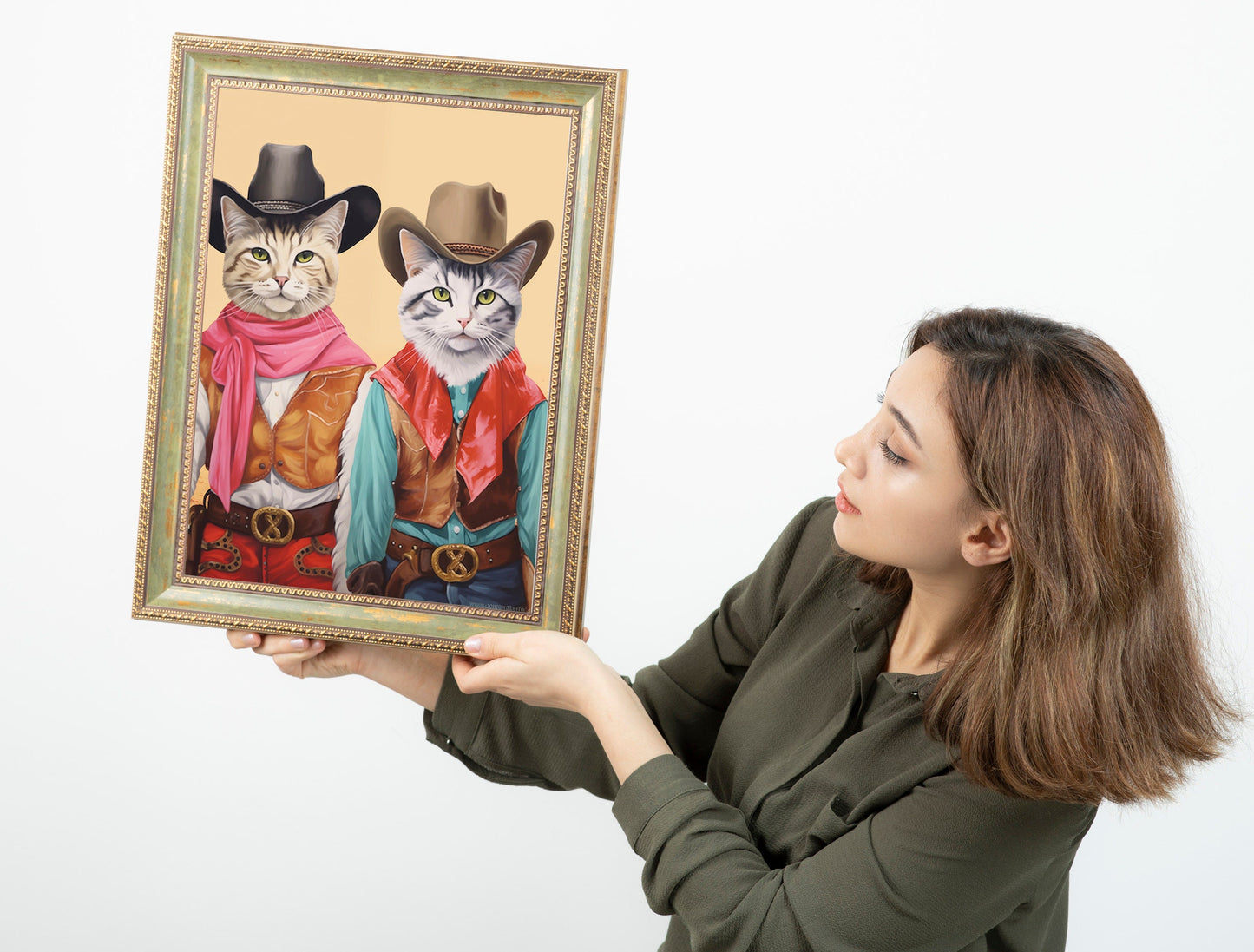 Cats Dressed Like Cowboys Boho Art Print