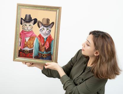 Cats Dressed Like Cowboys Boho Art Print