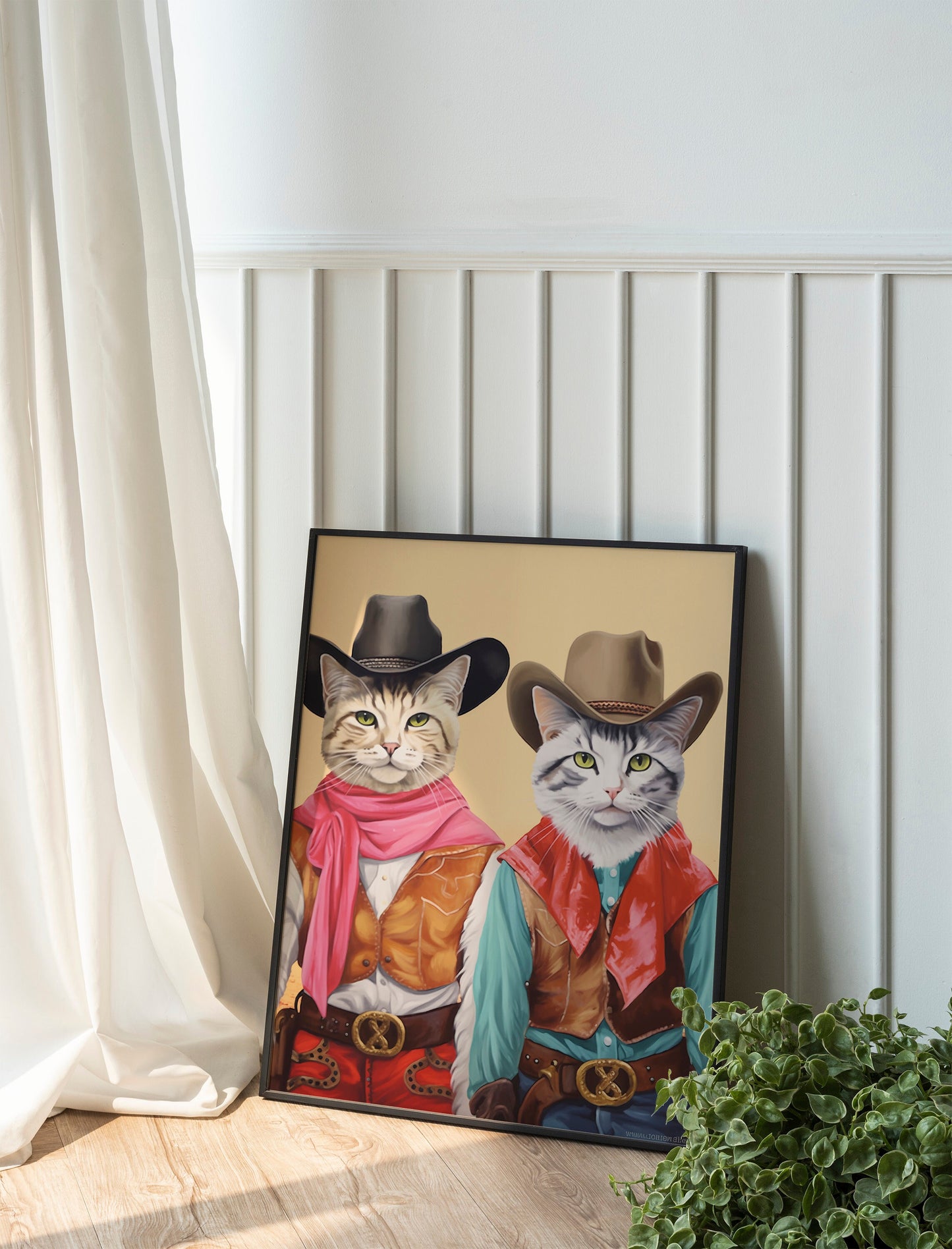Cats Dressed Like Cowboys Boho Art Print
