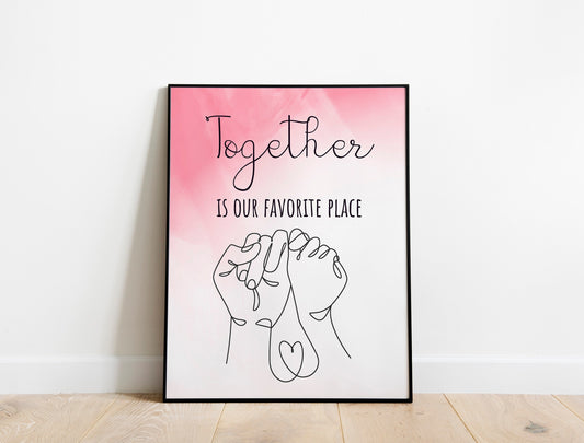 Pinky Promise Hands Print Pinky Swear Line Art Love Promise Friendship Hand Drawing Minimalist Couple Hands and Wall Art Bedroom Line Art