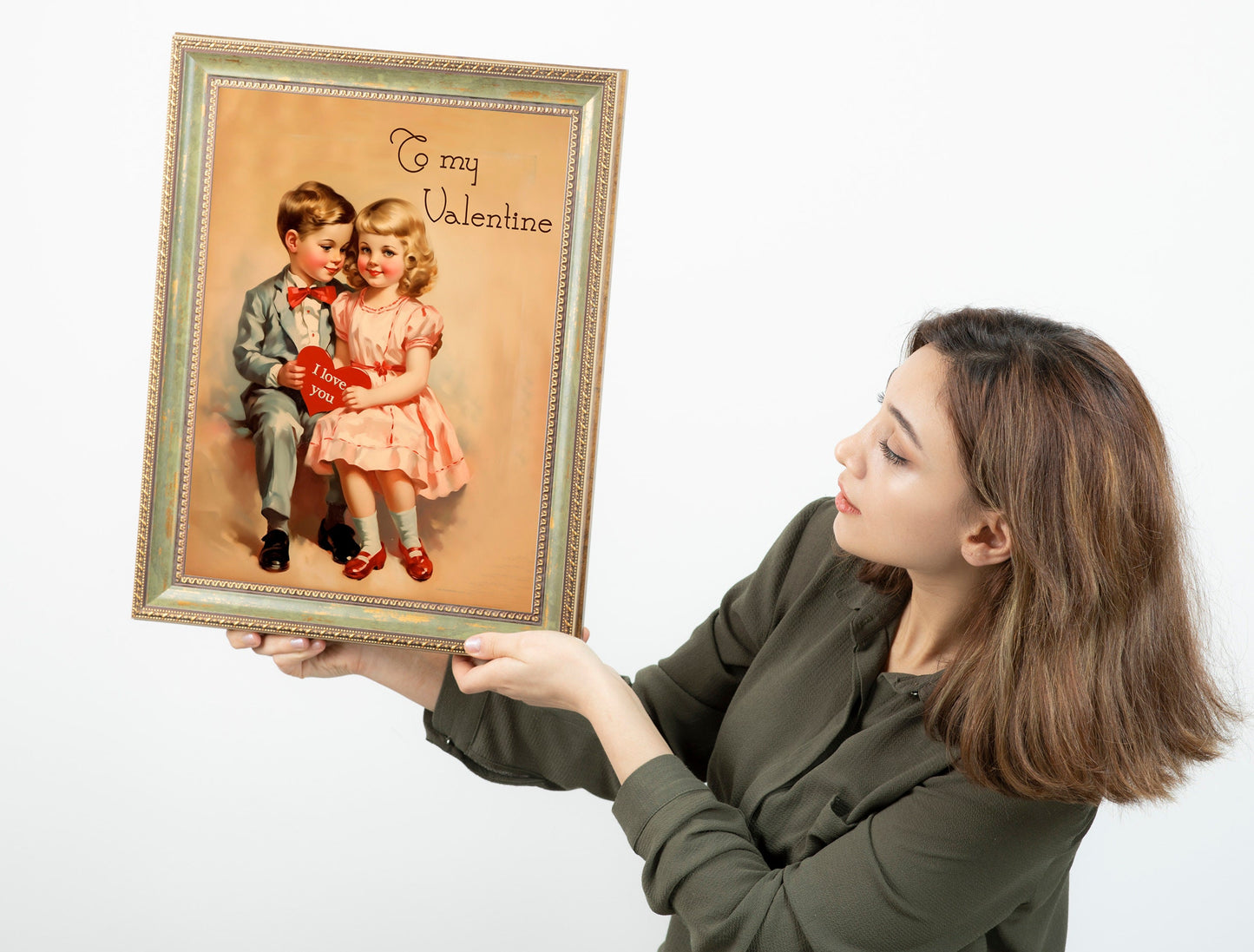 Vintage Boy and Girl Valentine’s Day Boho Art Print