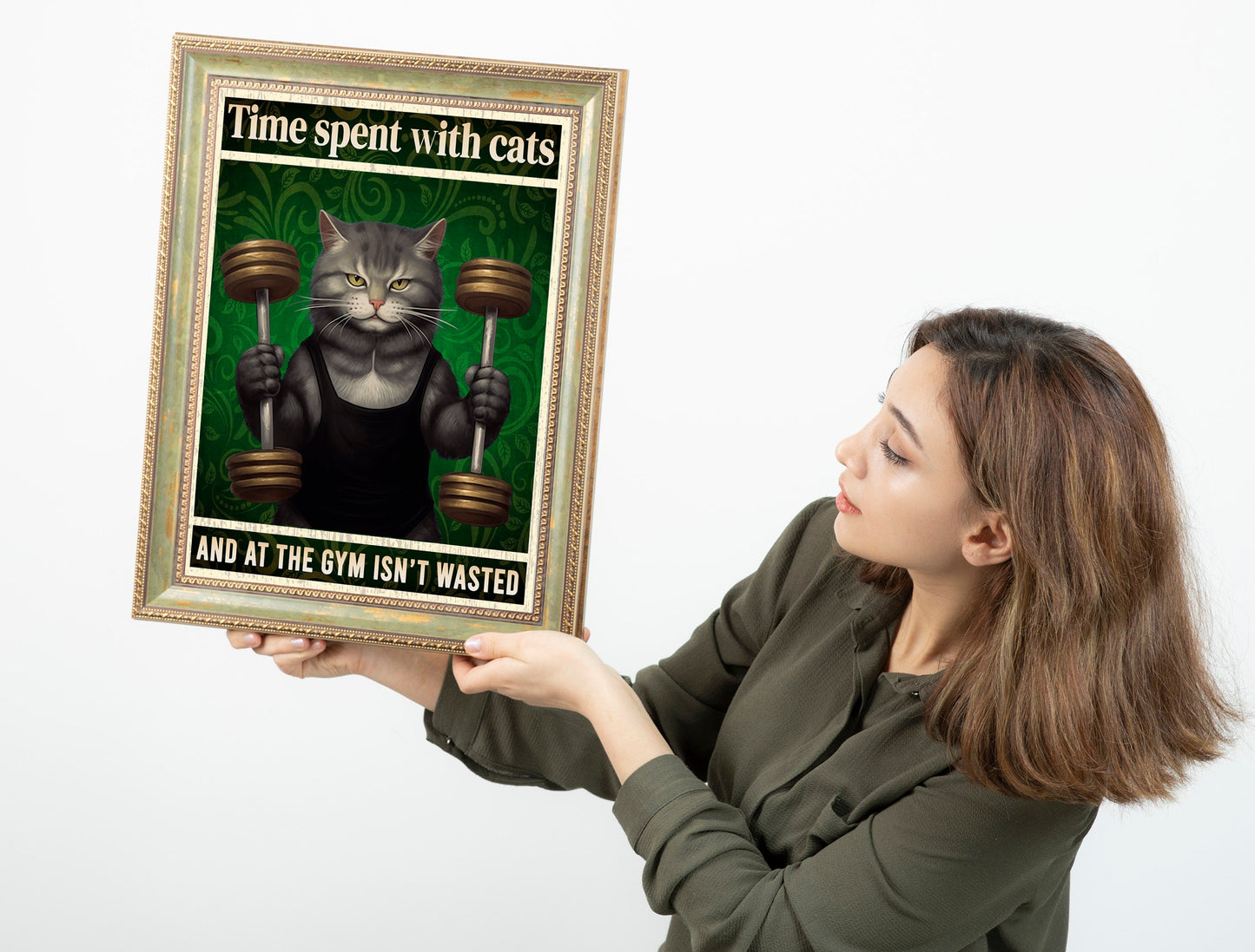 Funny Workout Cat Print, Funny Wall Art, Decor, Wall Art, Funny Cat, Cat Lovers, Gym, Gym Wall Decor
