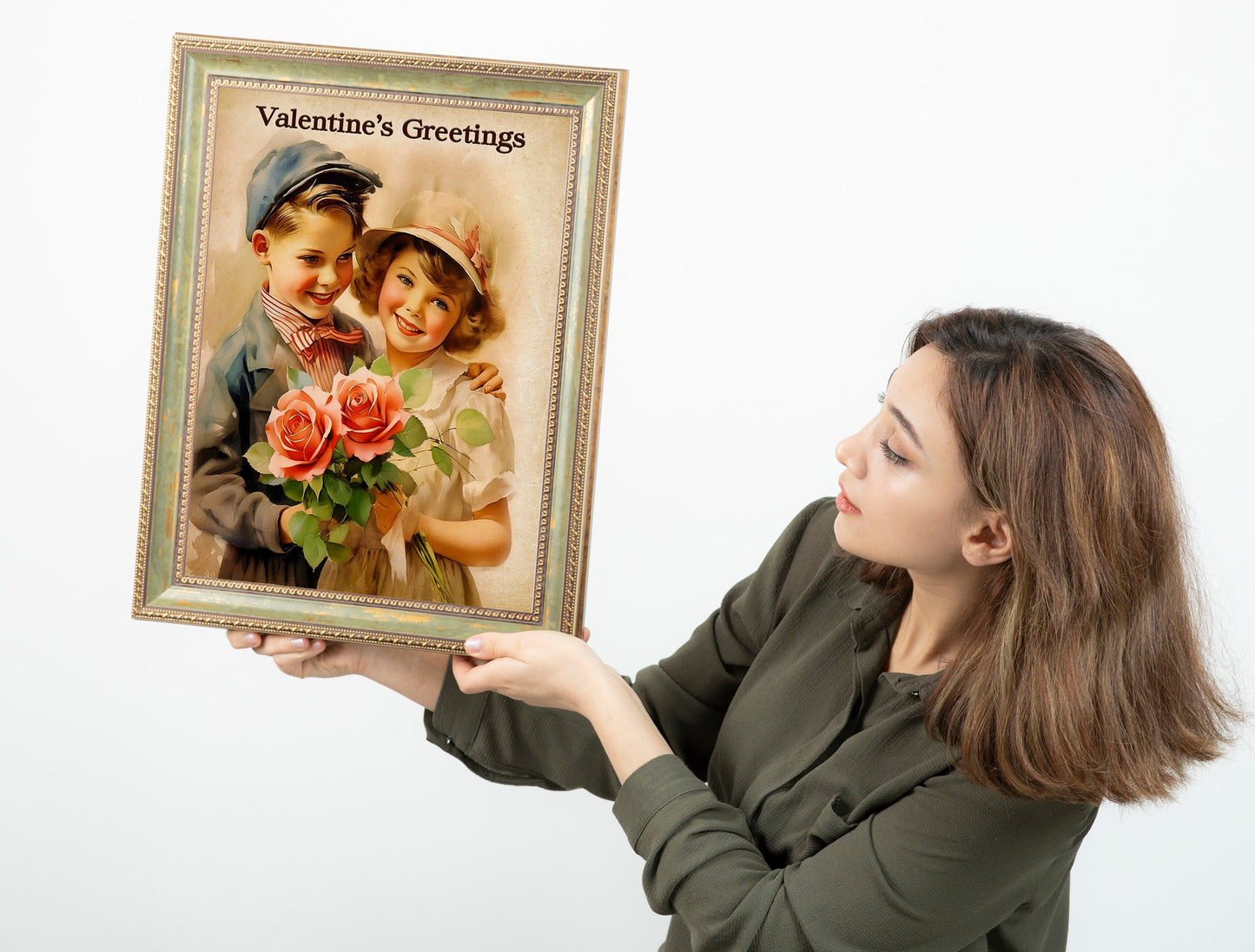 Vintage Children Valentine’s Day Boho Art Print