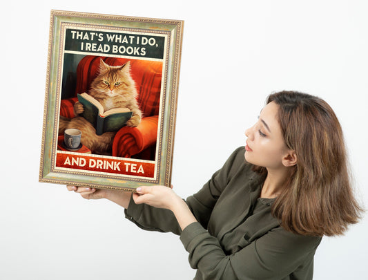 Funny Cat Print, Book Nerd, Funny Wall Art, Decor, Wall Art, Funny Cat, Cat Lovers