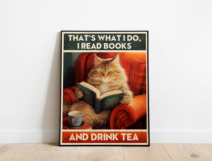 Funny Cat Print, Book Nerd, Funny Wall Art, Decor, Wall Art, Funny Cat, Cat Lovers