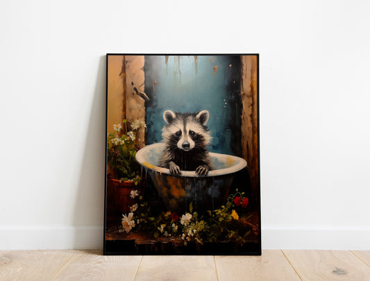 Raccoon Illustration Art Print, Raccoon Art, Raccoon Boho Art, Animal Art, Colorful Art, Boho