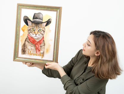 Cowboy Cat Wall Art, Funny Cat Art, Wild West, Meowdy Texas Print, Texas Art Print, Texas Wall Art, Texas Nursery Decor, Funny cat