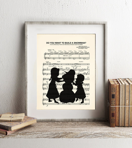Frozen Anna and Elsa Building Olaf Do You Want To Build A Snowman?  Sheet Musc Personalized Name & Date Print — Disney Anniversary Wedding Gift