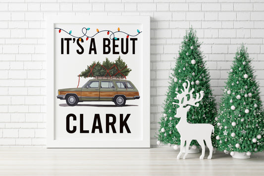 National Lampoon’s Christmas Vacation Car with Christmas Tree Art Print, Clark Griswold, Vintage Christmas, Vintage Christmas Illustration