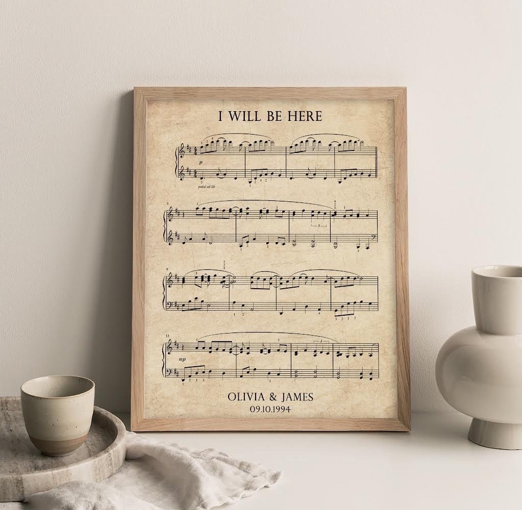 Song Lyric Print, Lyric Wall Art, Wedding Anniversary, Actual Sheet Music Art Print