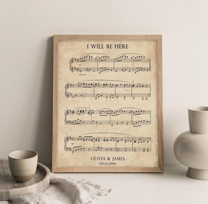 Song Lyric Print, Lyric Wall Art, Wedding Anniversary, Actual Sheet Music Art Print