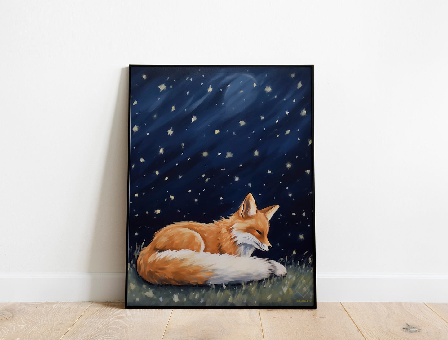 Fox in The Night Nursery Art, Nighttime Nursery Art, Neutral Nursery Art, Nursery Decor, Boho Art
