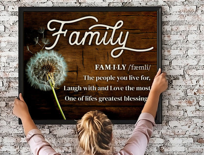 Family Definition Canvas, Modern Wall Decor Art Print, Living Room Home Sign
