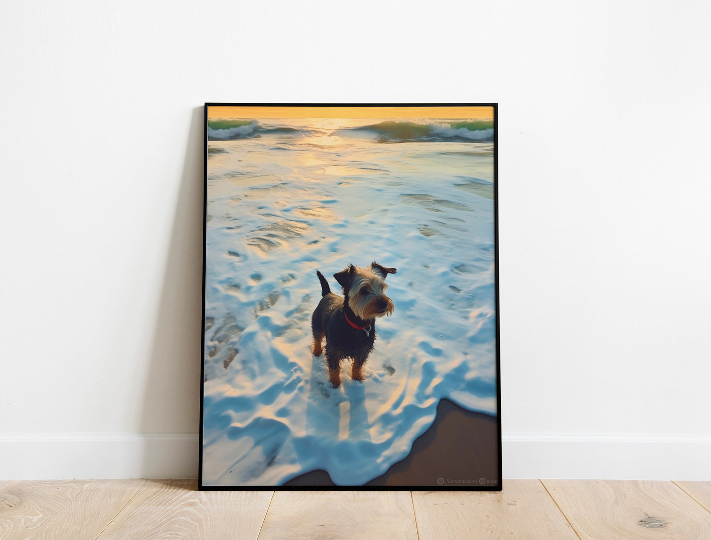 Dog On Beach Boho Art Print