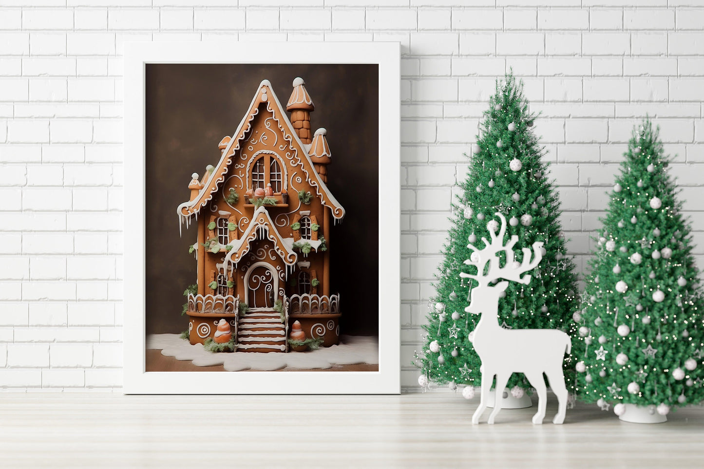 Christmas Cute Gingerbread House Illustration Art Print