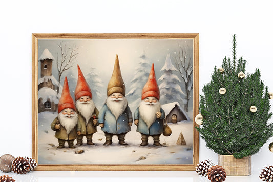Christmas Cute Gnome Men Illustration Art Print