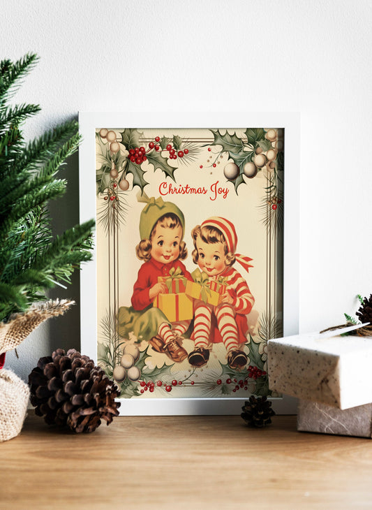 Christmas Children Illustration Art Print, Vintage Christmas, Vintage Illustrations, Merry Christmas, Christmas Decor