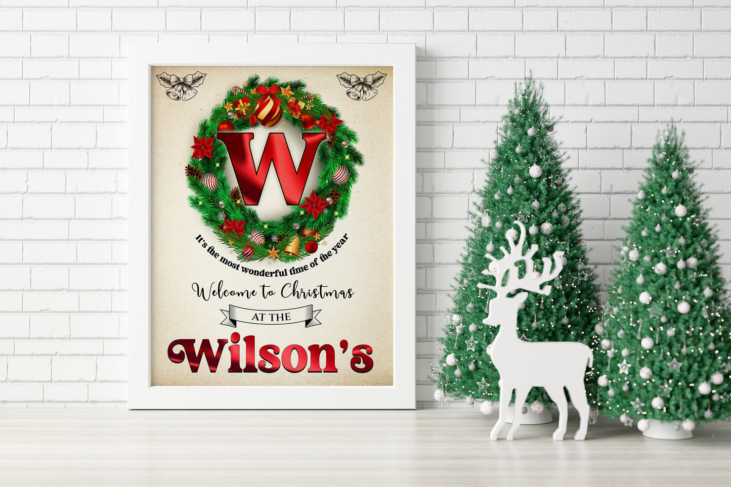 Christmas Custom Wreath Illustration Art Print
