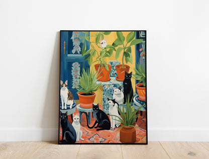 Cats With Plants Art Print