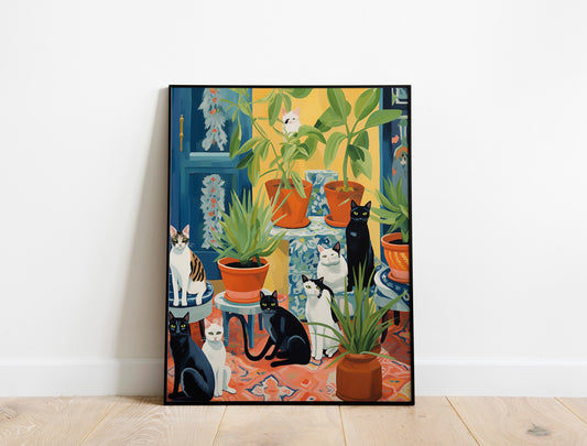Cats With Plants Art Print
