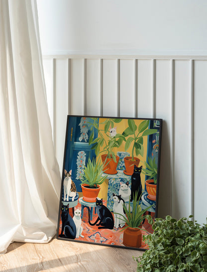 Cats With Plants Art Print