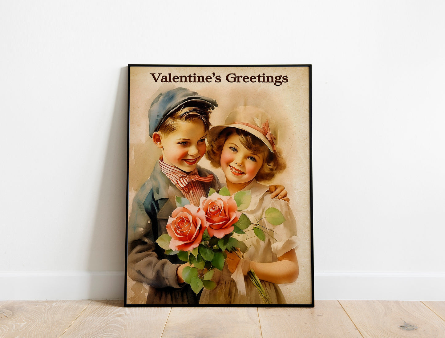Vintage Children Valentine’s Day Boho Art Print