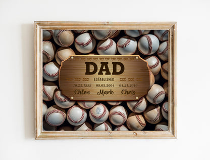 Custom Baseball Dad Canvas, Family Custom Names Signs Canvas Wall Decor, Fathers Day