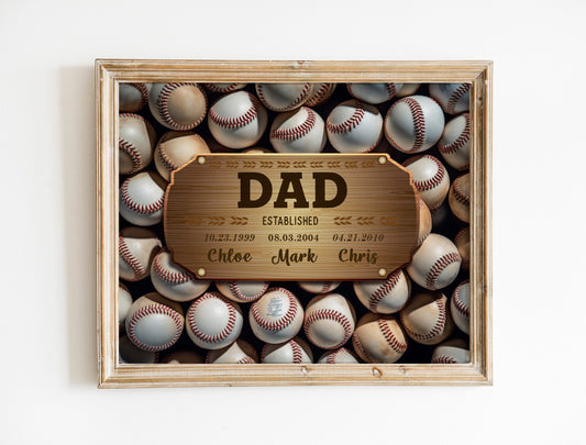 Custom Baseball Dad Canvas, Family Custom Names Signs Canvas Wall Decor, Fathers Day