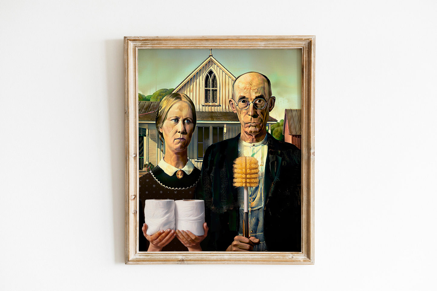 American Gothic Toilet Paper Funny Bathroom Print, Funny Bathroom Wall Decor, Funny Wall Art, Bathroom Wall Art, Humor Wall Art