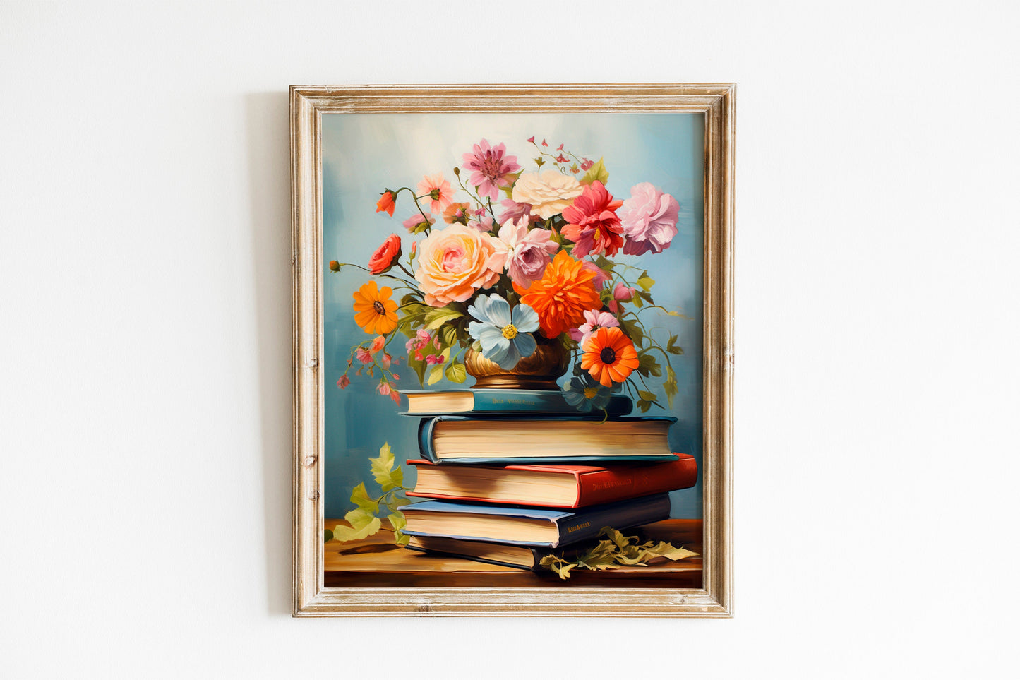 Vintage Flowers and Books Art Print, Vintage Flower Art, Vintage Garden Art, Flower Print, Butterfly Art, Book Art