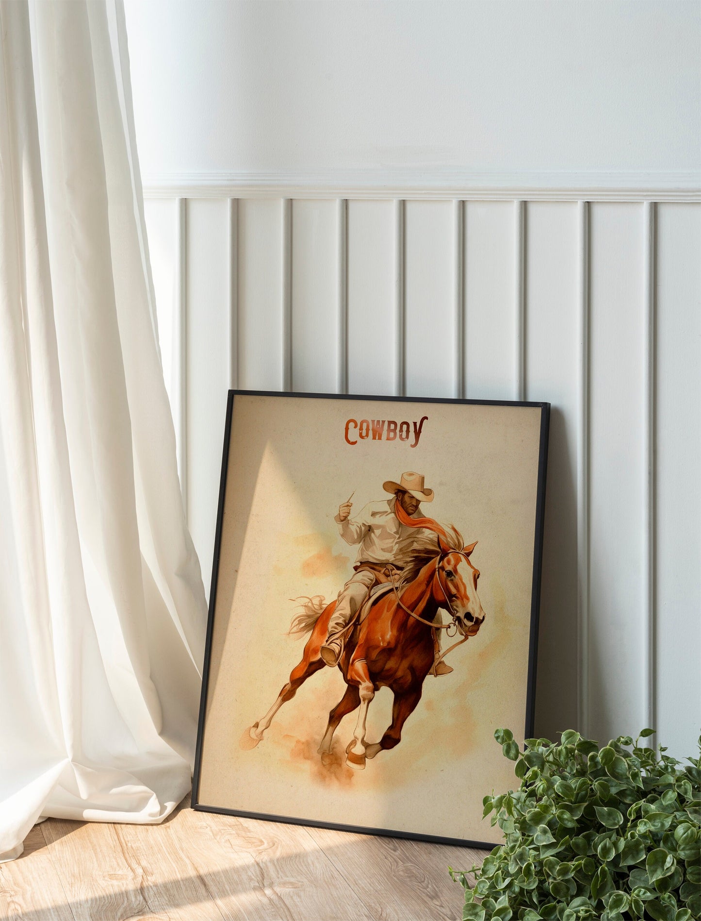 Cowboy Riding Horse Country Art Print