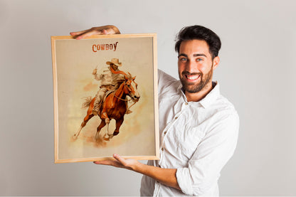 Cowboy Riding Horse Country Art Print
