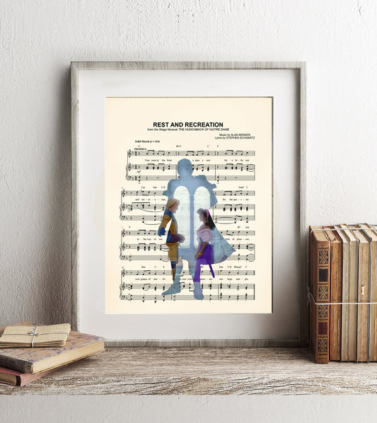 Hunchback of Notre Dame Phoebus Silhouette Rest and Recreation Sheet Music Art Print