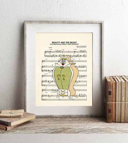 Beauty and the Beast Madame Dresser Sheet Music Art Print