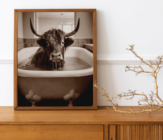 Unique Cattle In Bathtub Wall Decor Art