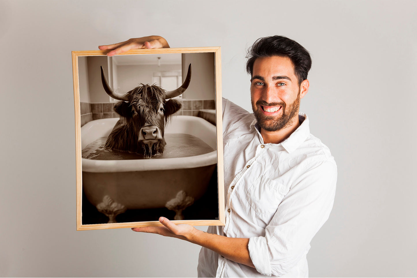 Unique Cattle In Bathtub Wall Decor Art