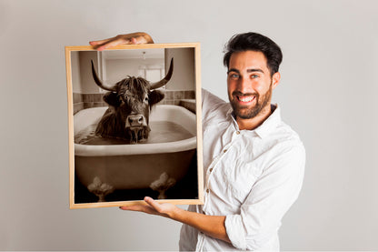 Unique Cattle In Bathtub Wall Decor Art