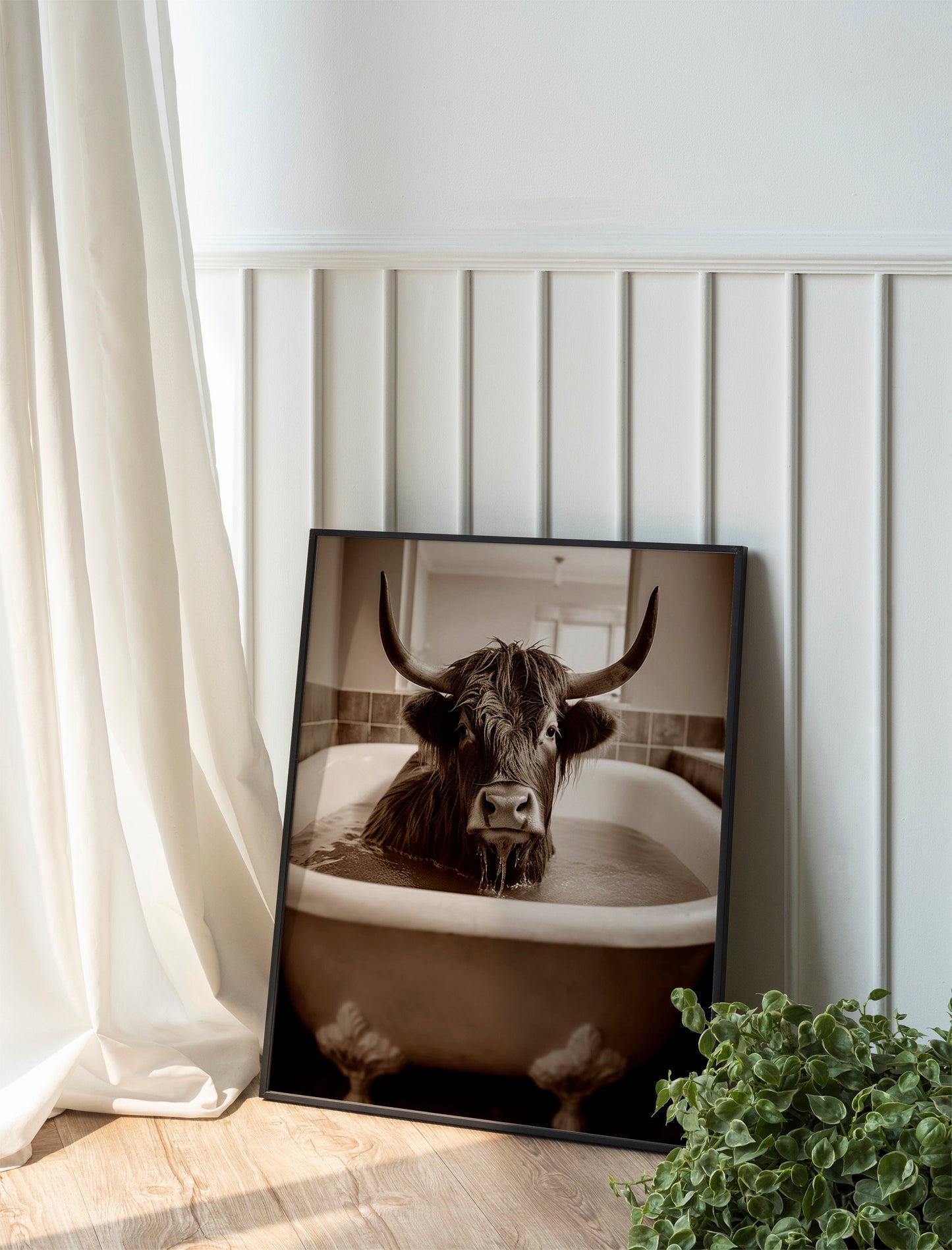 Unique Cattle In Bathtub Wall Decor Art
