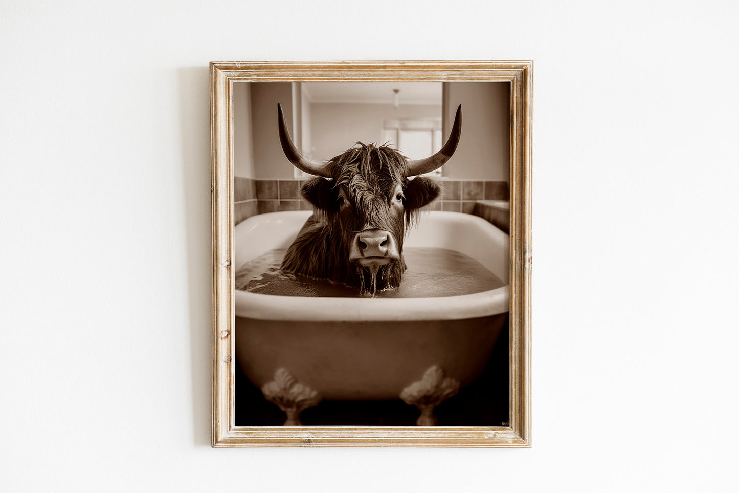 Unique Cattle In Bathtub Wall Decor Art