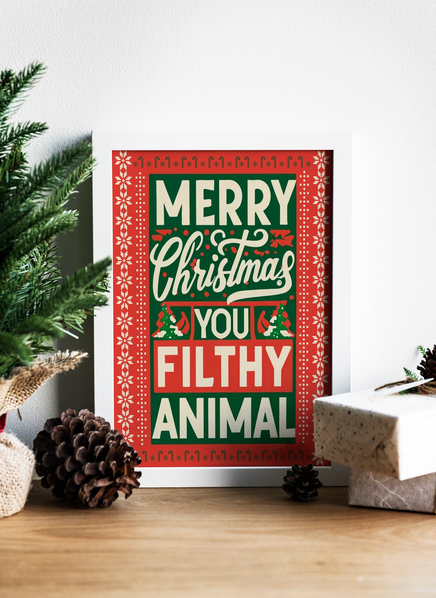 Merry Christmas Art Print, Christmas Wall Decor, Home Alone