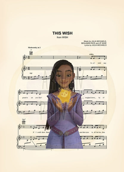 Wish Asha and Starboy The Wish Sheet Music Art Print