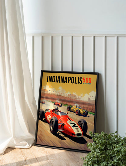 Race Car Art, Traci Race Indianapolis Travel Art, Pacific Coast, Car Art Print, Wall Decor, Race Car Decor, Retro Car Art, Art Print